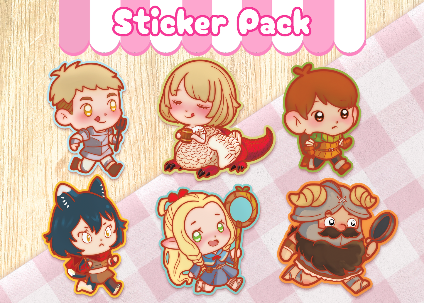 DunMeshi Sticker Pack | 6 pcs - 2.5" Matte Waterproof Vinyl Stickers