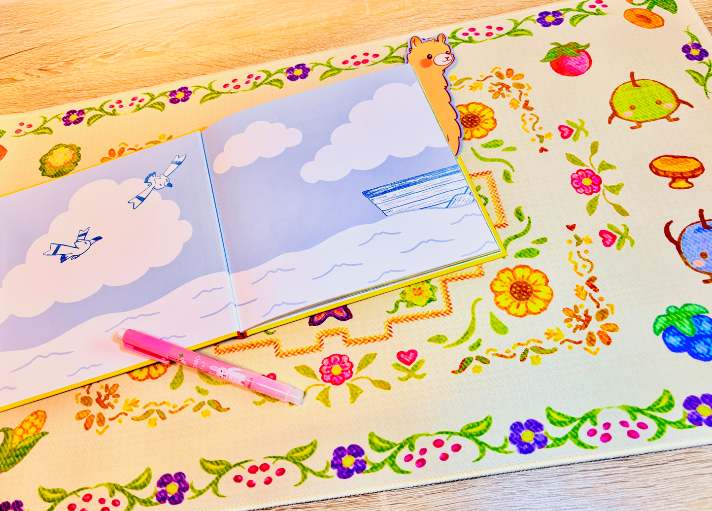 Cottage Farming Embroidery-Style Deskmat