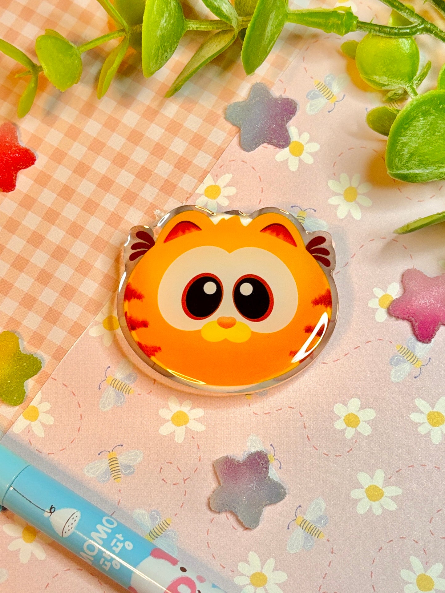 Orange Glutton Cat Phone Grip