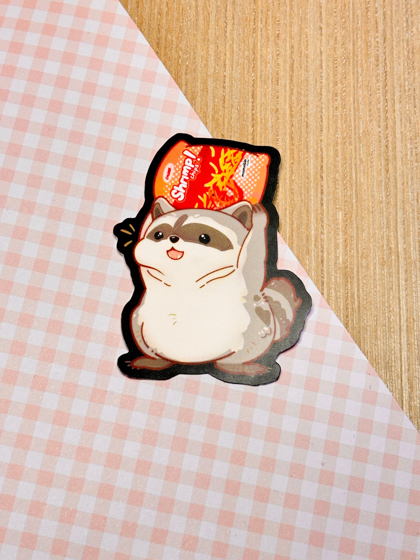 Raccoon - Shrimp Chips | 2.5" Matte Waterproof Vinyl Sticker