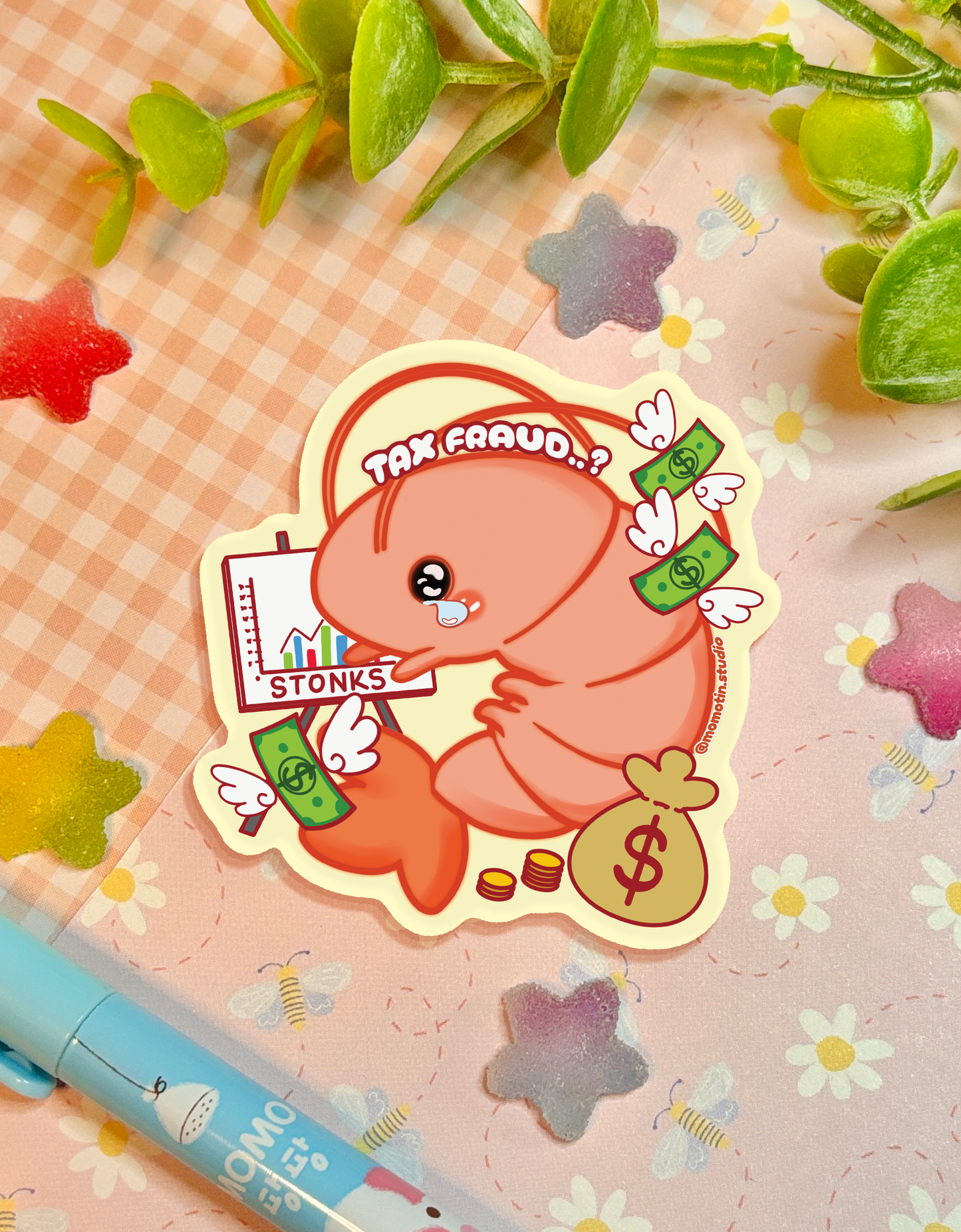 Tax Finance Shrimp | 2.5" Matte Waterproof Vinyl Sticker