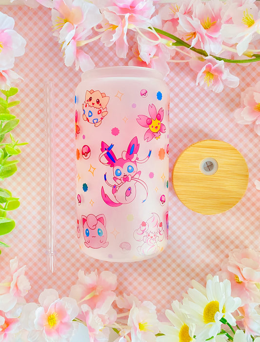 Fairy Cuties 16oz | Glass Beer Can Cup with Bamboo Top