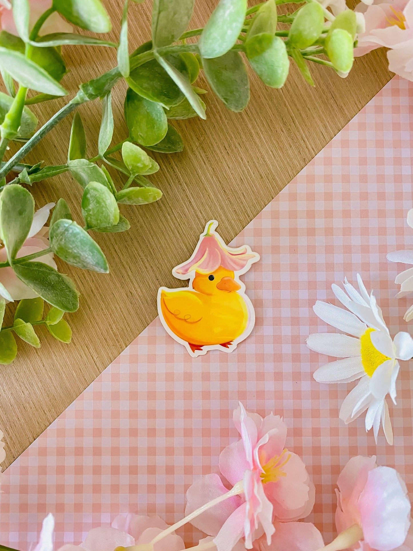 Flower Ducky | 2" Glossy Waterproof Vinyl Sticker - Momotin Studio