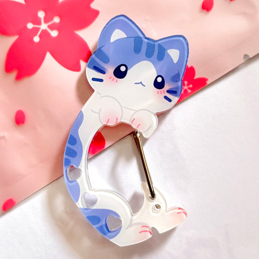 Gray Cat | 2" inch Acrylic Carabiner