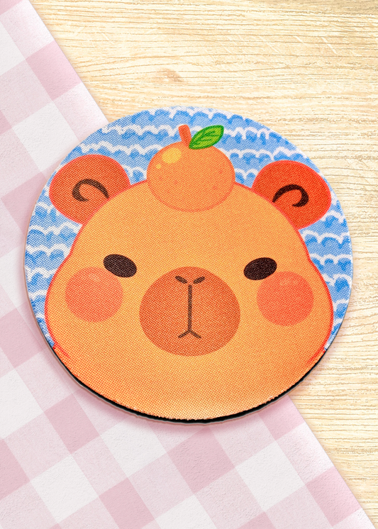 Capybara Orange | 4" inch Drink Coaster