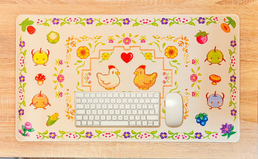 Cottage Farming Embroidery-Style Deskmat