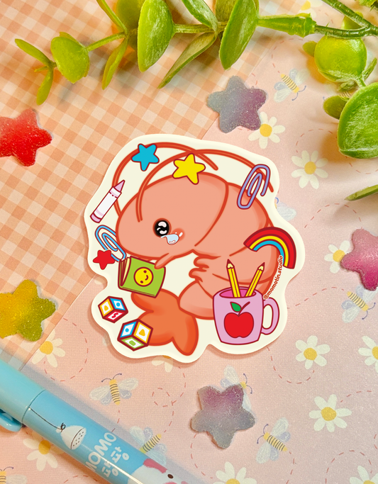 Teacher Shrimp | 2.5" Matte Waterproof Vinyl Sticker