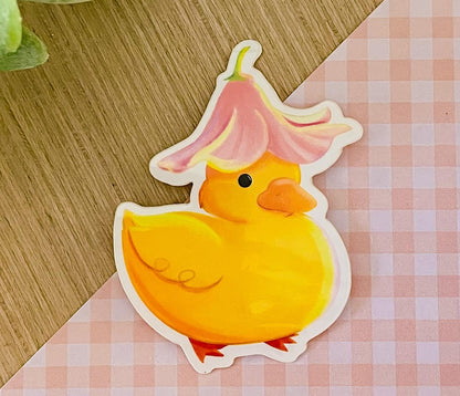 Flower Ducky | 2" Glossy Waterproof Vinyl Sticker - Momotin Studio