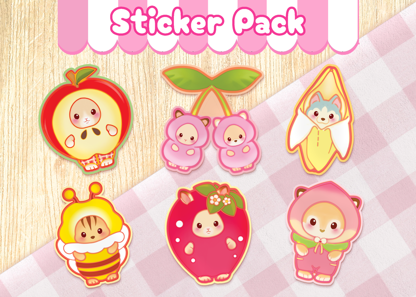 Fruity Critters Sticker Pack  | 6 pcs - 2.5" Matte Waterproof Vinyl Stickers